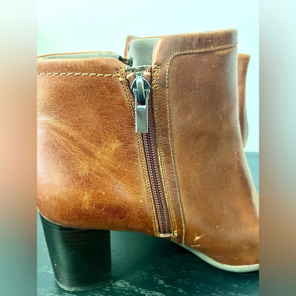 Rockport Total Motion Leather Ankle Booties - Lynix Tan Boots 9.5